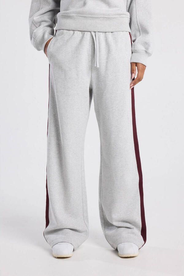 America Today wide leg broek lichtgrijs melange