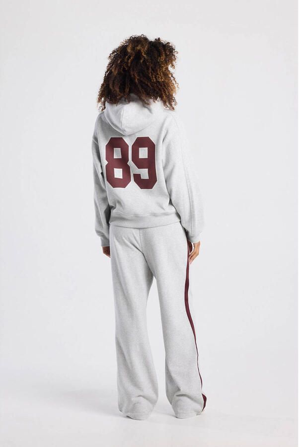 America Today wide leg broek lichtgrijs melange - Foto 2