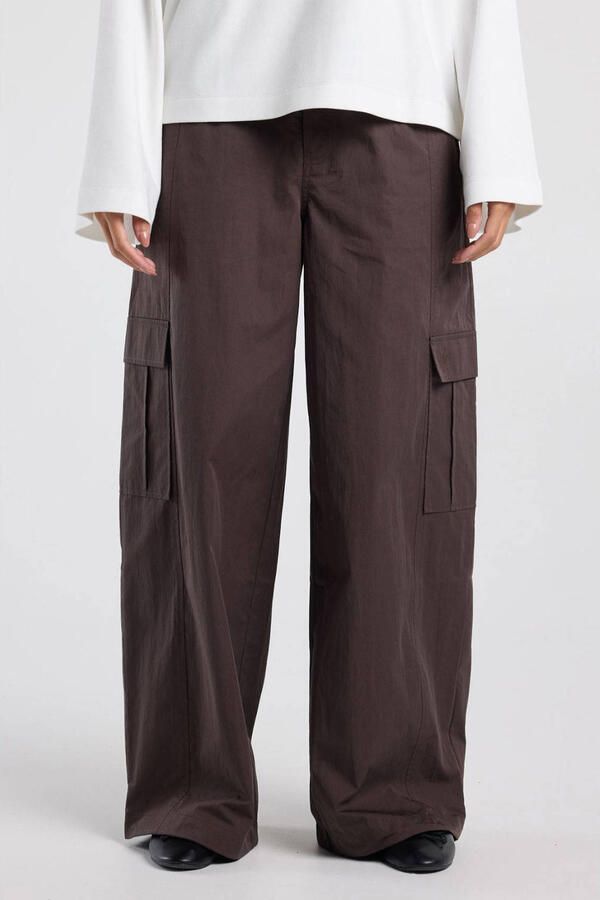 America Today wide leg cargobroek donkerbruin