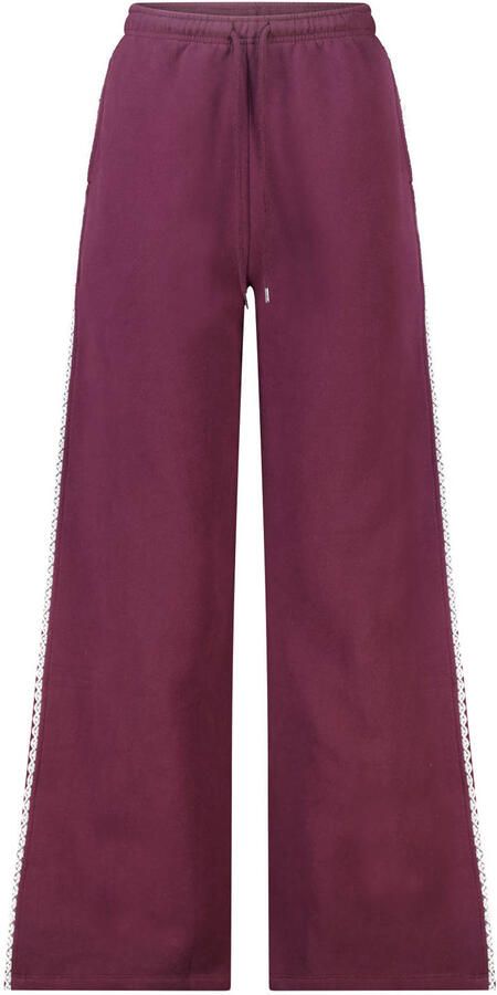 America Today wide leg casual broek met ruches donkerrood