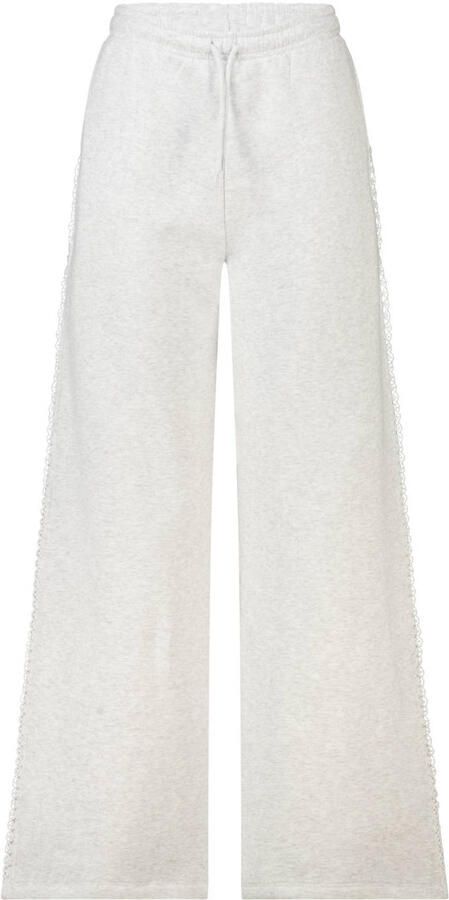 America Today wide leg casual broek met ruches grijs
