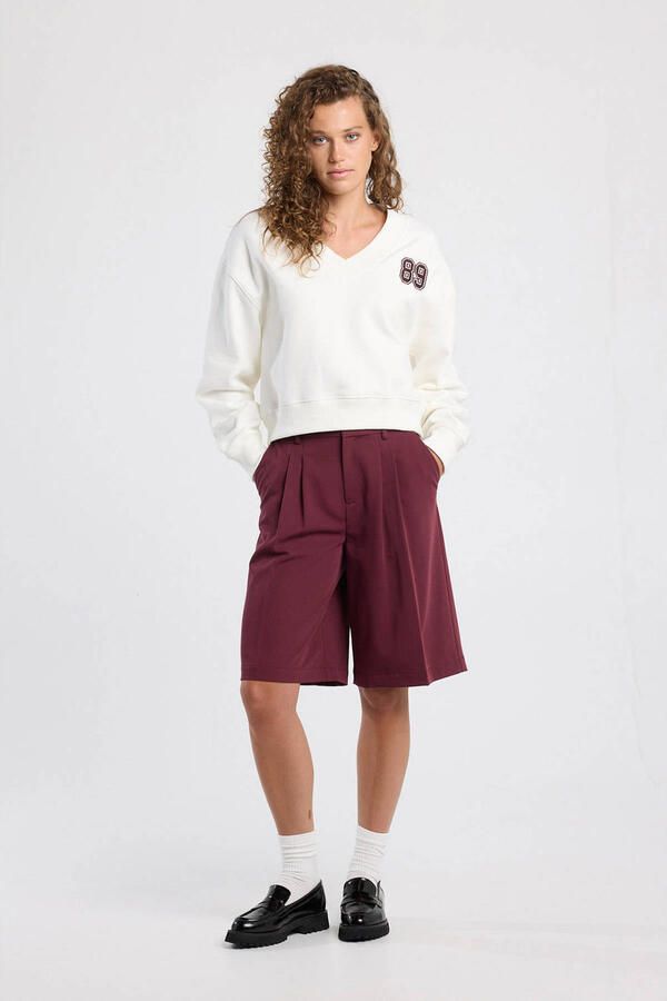 America Today wide leg high waist bermuda short donkerrood