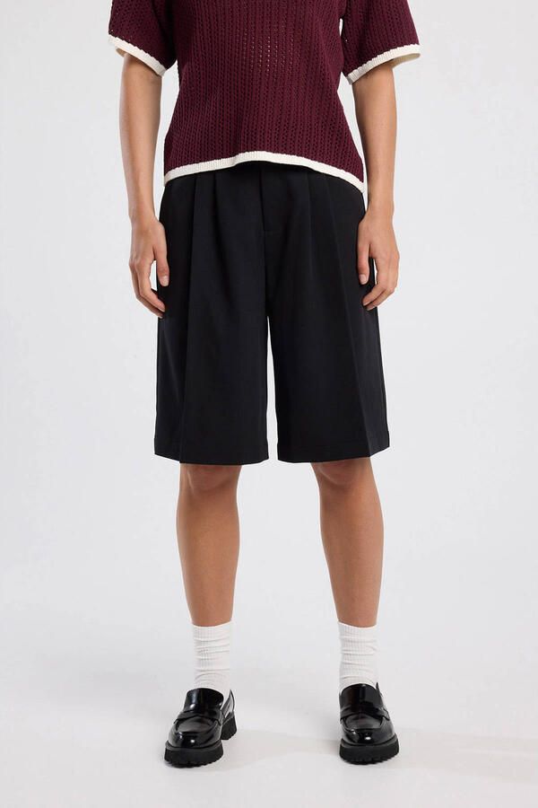 America Today wide leg high waist bermuda short zwart