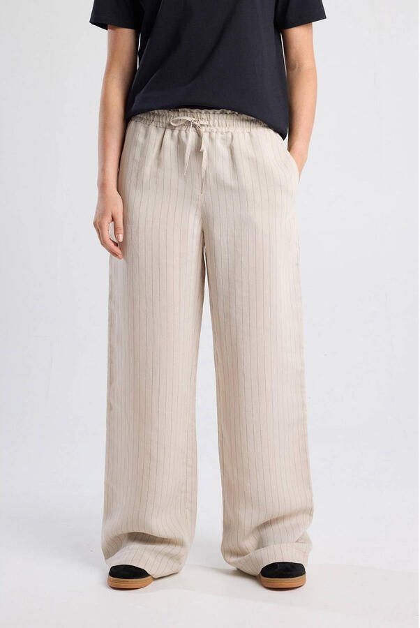 America Today wide leg high waist broek ecru