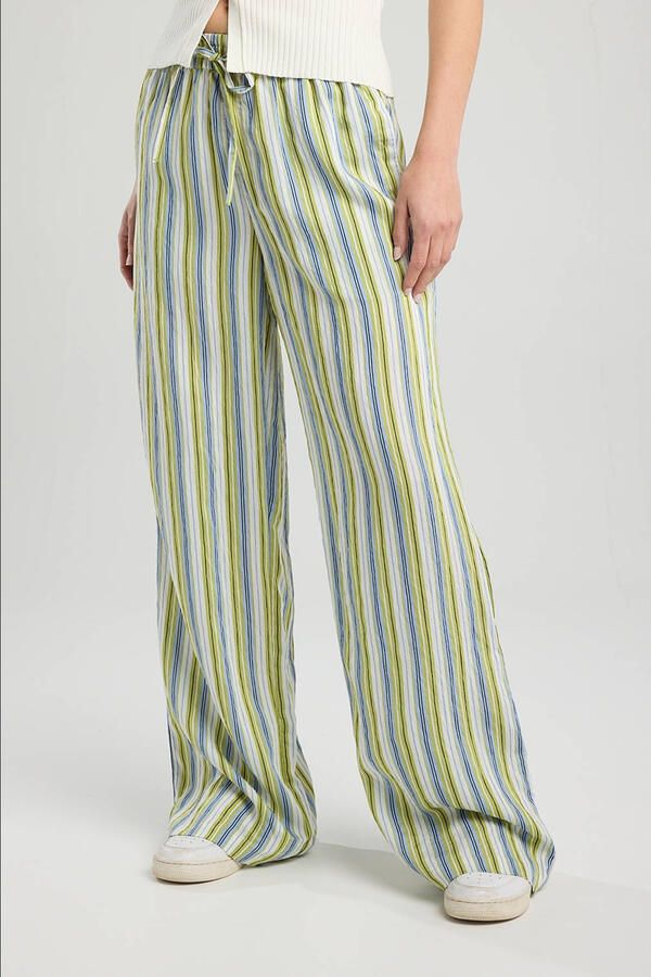 America Today wide leg high waist casual broek blauw - Foto 1