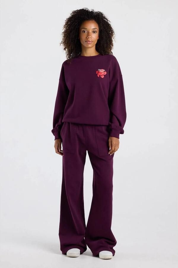 America Today wide leg joggingbroek aubergine