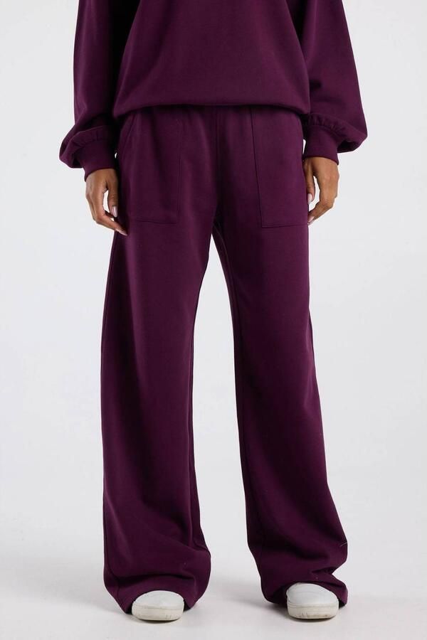 America Today wide leg joggingbroek aubergine - Foto 3