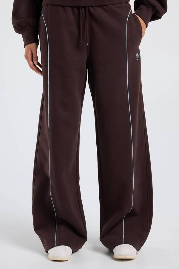 America Today wide leg joggingbroek donkerbruin