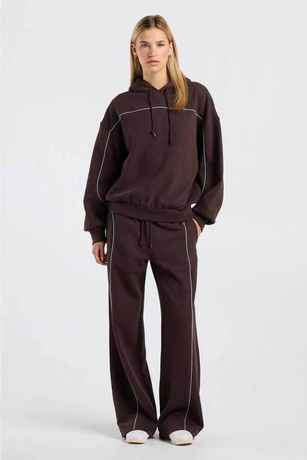 America Today wide leg joggingbroek donkerbruin - Foto 2