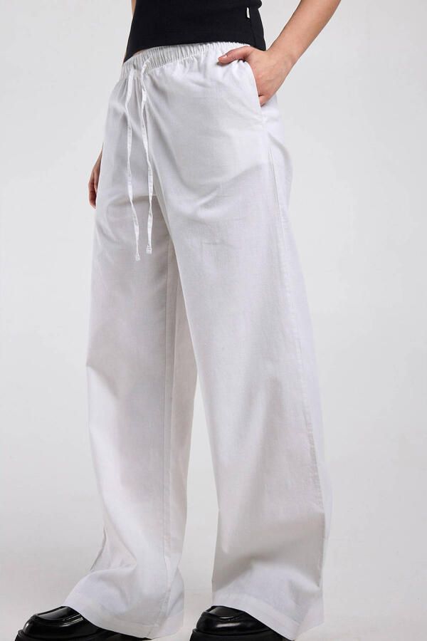 America Today wide leg low waist broek ecru - Foto 3