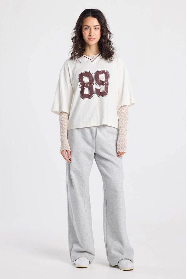 America Today wide leg regular waist casual broek grijs - Foto 3