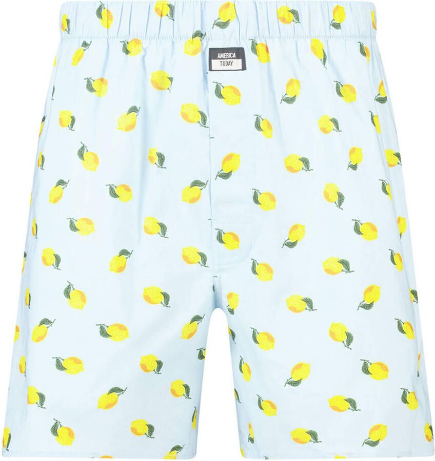 America Today wijde boxershort met print lichtblauw
