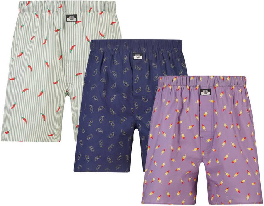 America Today wijde boxershorts met print (set van 3)