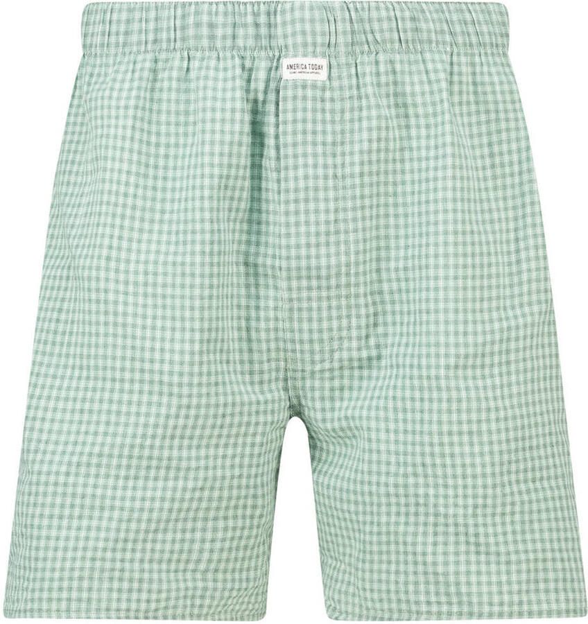 America Today wijde geruite boxershort lichtgroen