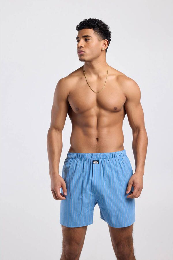 America Today wijde gestreepte boxershort blauw