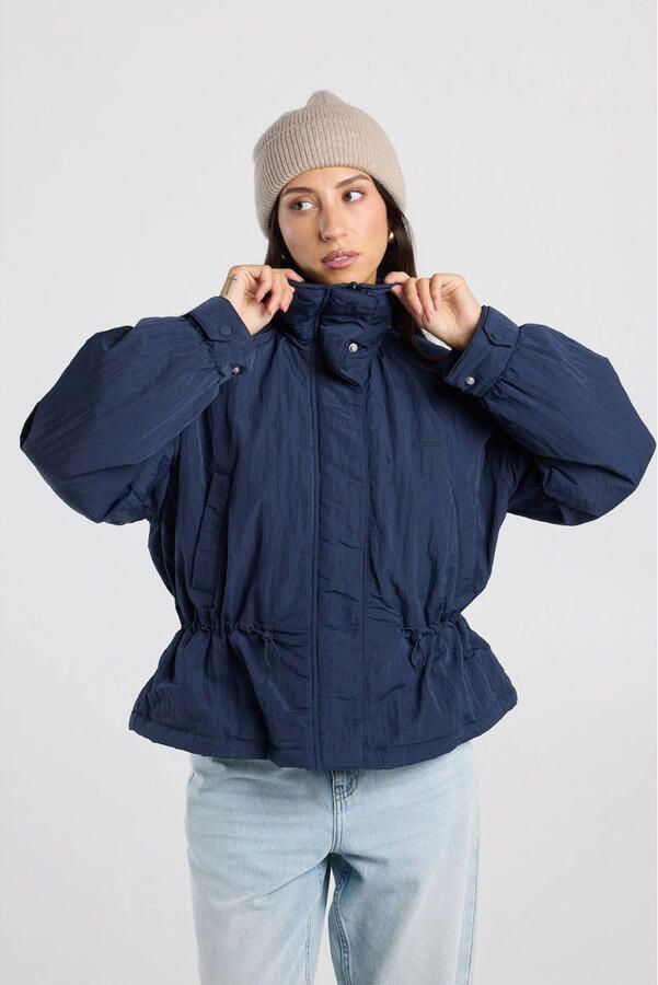 America Today winterjas met plooien blauw