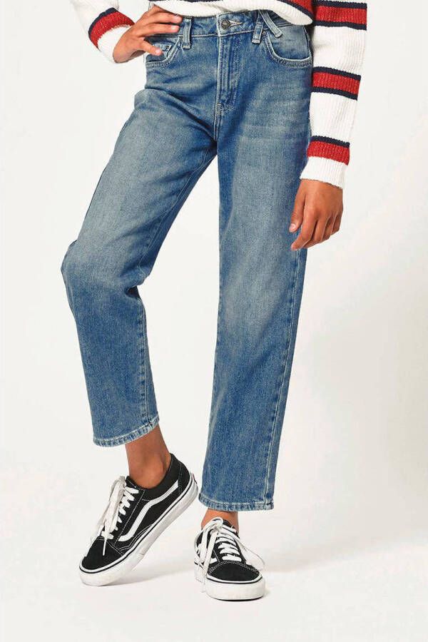 America Today cropped loose fit jeans Kathy stonewashed Blauw Meisjes Stretchdenim 134 140