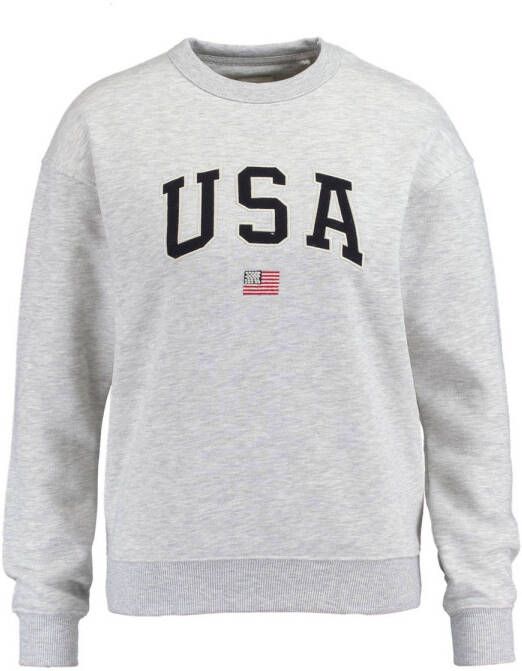 America Today gemêleerde sweater lichtgrijs