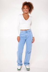 America Today high waist straight fit jeans lichtblauw