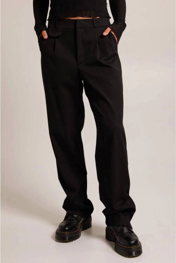 America Today high waist tapered fit broek Phyllis van gerecycled polyester zwart