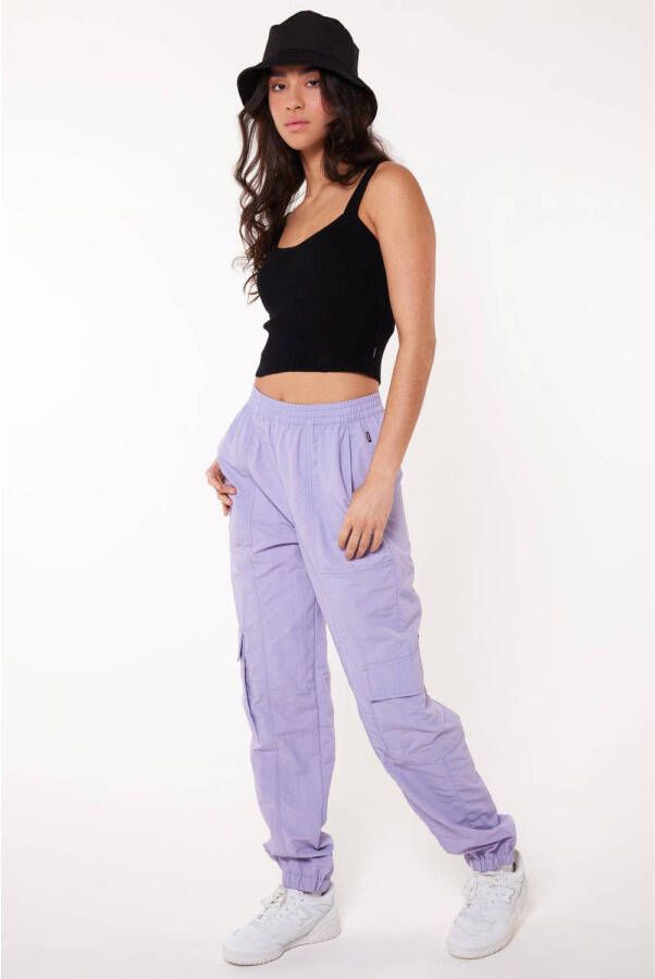 America Today high waist tapered fit cargobroek Perry lila