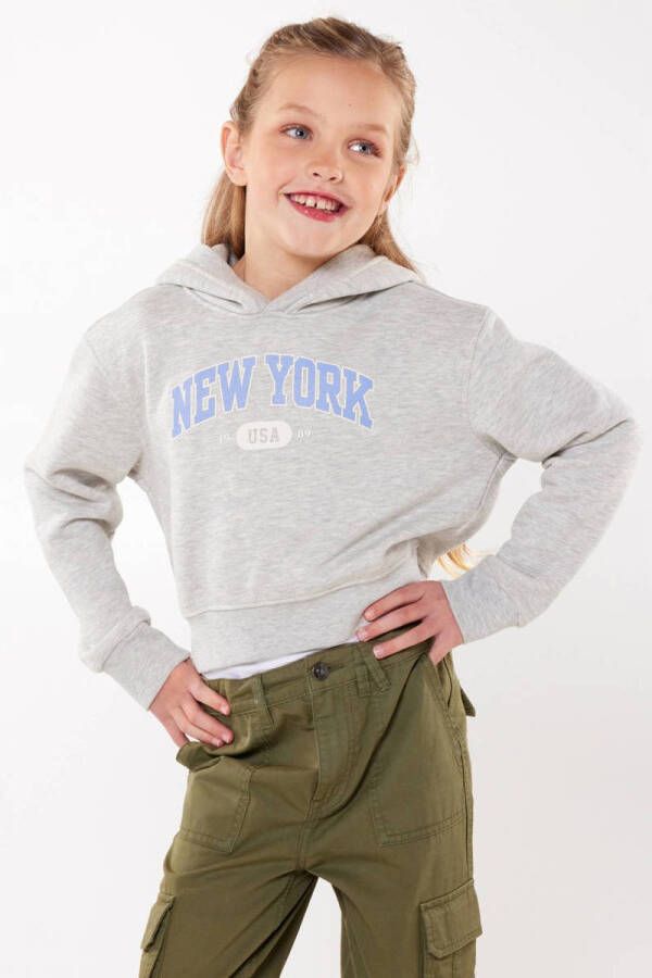 America Today cropped hoodie met printopdruk Selena grijs