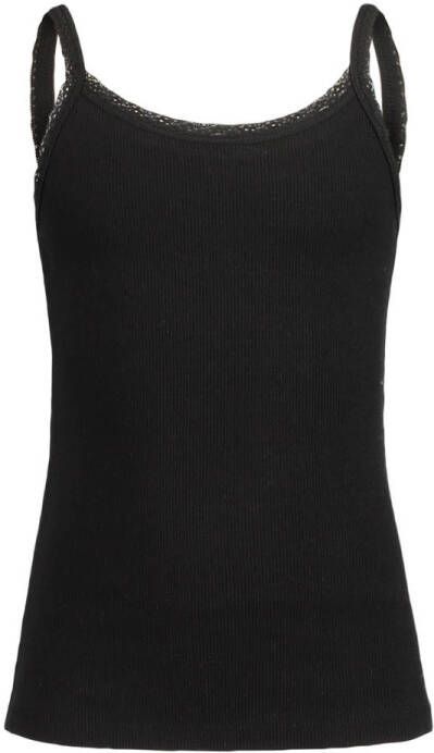 America Today ribgebreide singlet Bella Jr met kant zwart