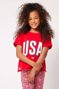 America Today Junior T-shirt Elvy USA Jr met tekst rood wit