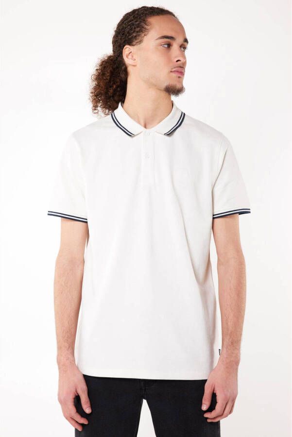 America Today regular fit polo Elton met contrastbies off white