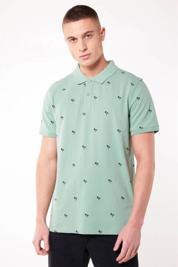 America Today regular fit polo met all over print sage