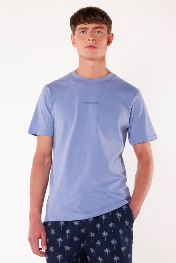 America Today regular fit T-shirt Eaton met backprint lilac