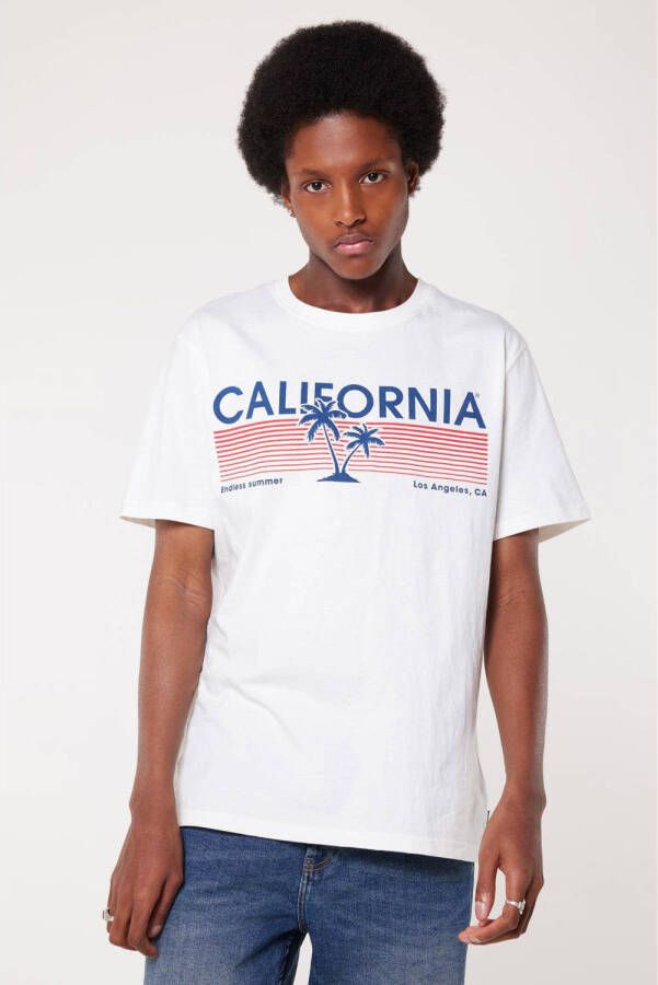 America Today regular fit T-shirt Ellis met printopdruk white blue