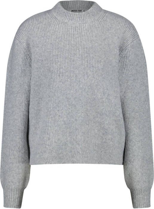 America Today sweater Kacey met wol grijs