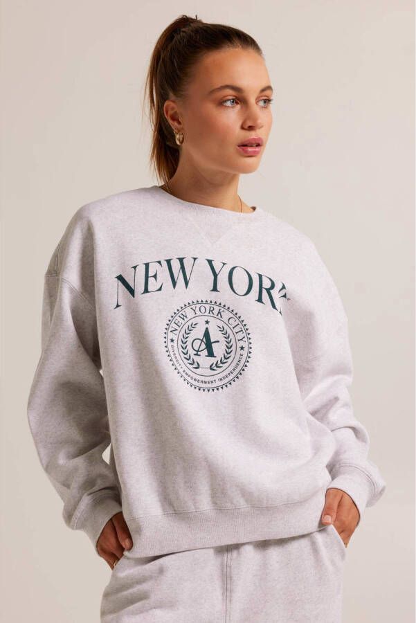 America Today sweater met printopdruk grijs