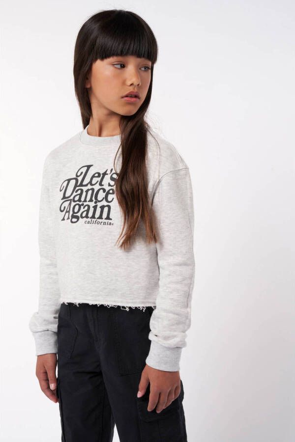 America Today sweater Sara JR met tekst lichtgrijs