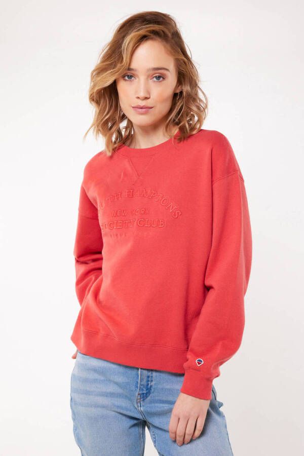 America Today sweater Scarlet met borduursels rood
