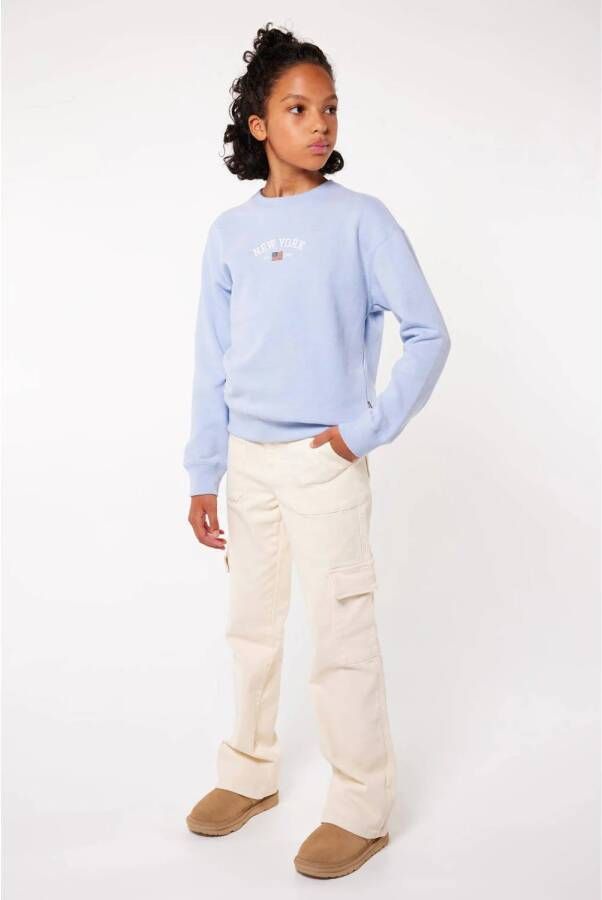 America Today sweater Scottie JR met tekst babyblauw Tekst 134 140