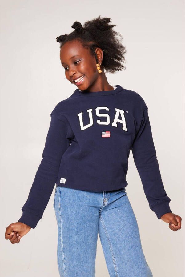 America Today sweater Soel Jr met logo donkerblauw