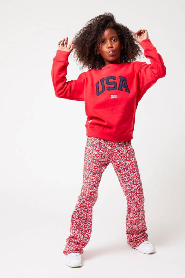 America Today sweater Soel Jr met logo rood