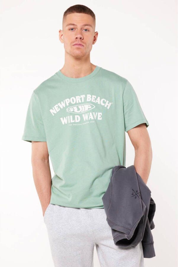 America Today T-shirt Edgar met printopdruk light green