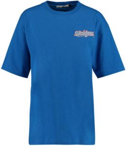 America Today T-shirt Elissa met borduursels blauw
