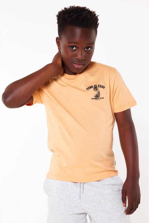 America Today T-shirt Elliot JR met printopdruk licht oranje