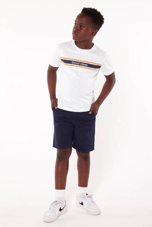 America Today T-shirt Elliot JR met printopdruk wit oranje blauw Jongens Katoen Ronde hals 122 128