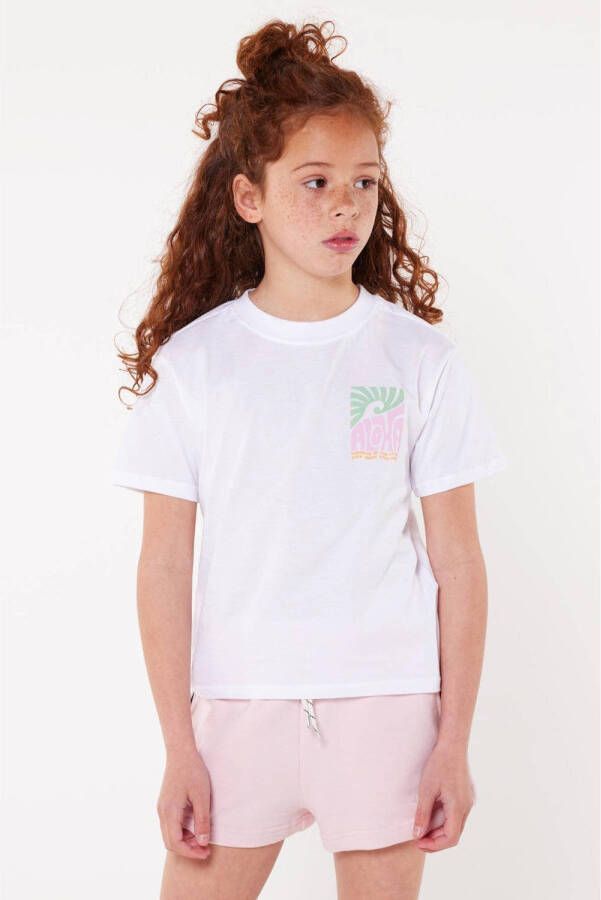 America Today T-shirt Emmalyn JR met backprint wit groen roze