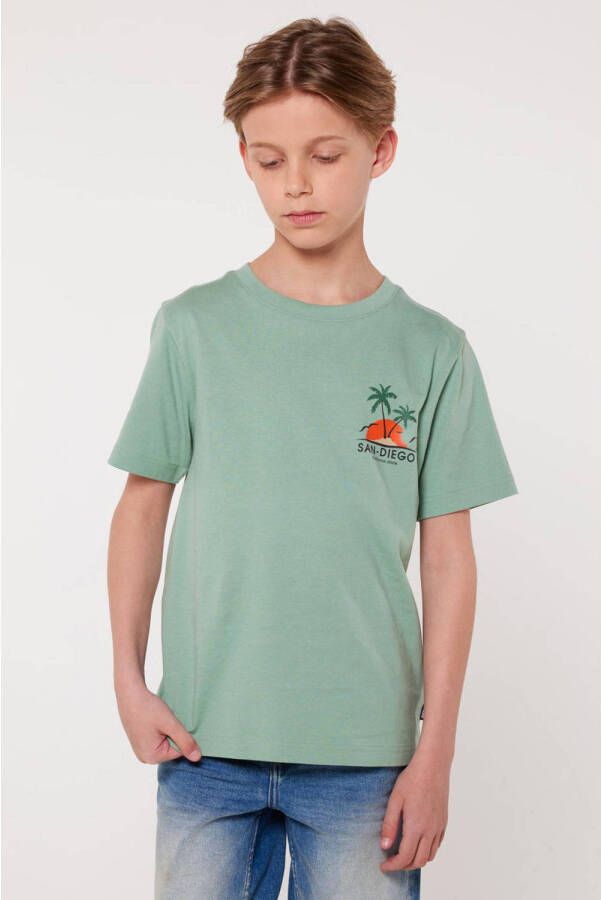 America Today T-shirt Emmet Jr met printopdruk lichtgroen