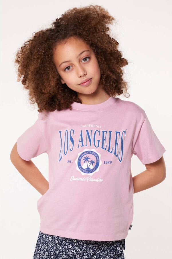 America Today T-shirt Emrie Jr met printopdruk roze