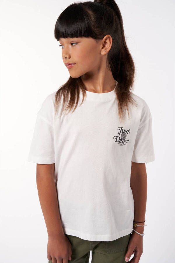 America Today T-shirt Estella JR met backprint off white Wit Meisjes Katoen Ronde hals 134 140