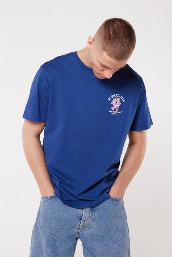 America Today T-shirt met printopdruk blue