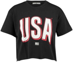 America Today T-shirt met printopdruk zwart rood