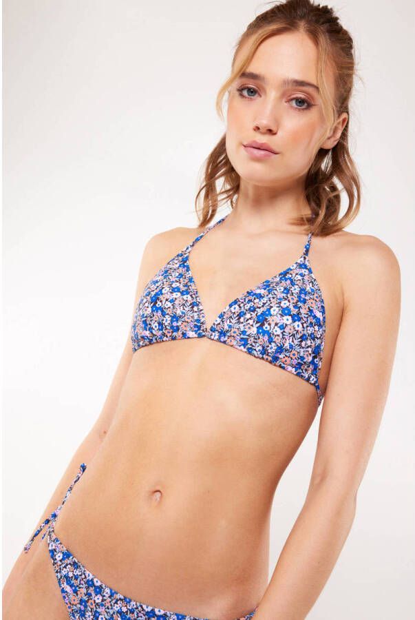 America Today voorgevormde triangel bikinitop Amber blauw zalmroze